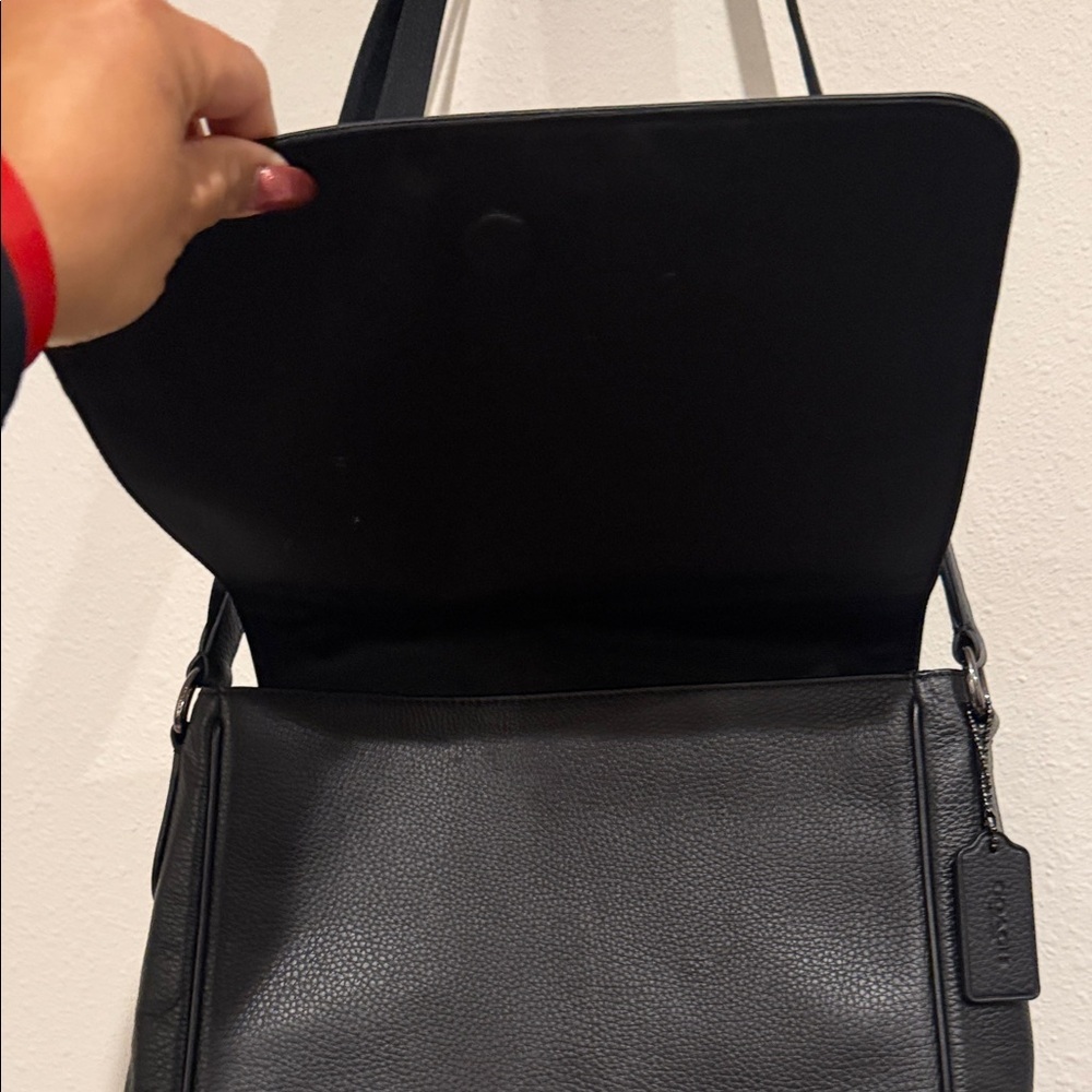Coach Black Leather Messenger Bag - Picture 6 of 11